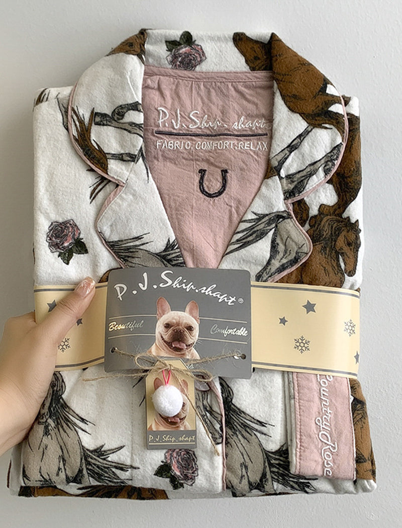 Printed Long Sleeve Pants Pajama Set