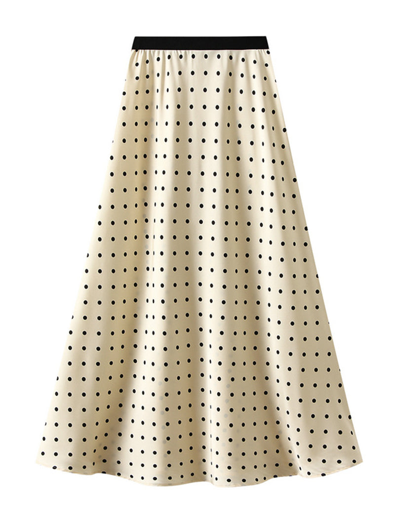 Polka Dot A-Line Midi Skirt