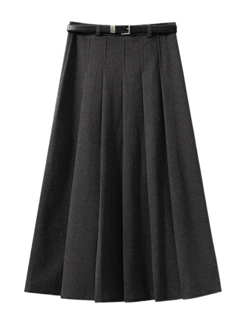 Pleated Midi Skirt with Belt Loops