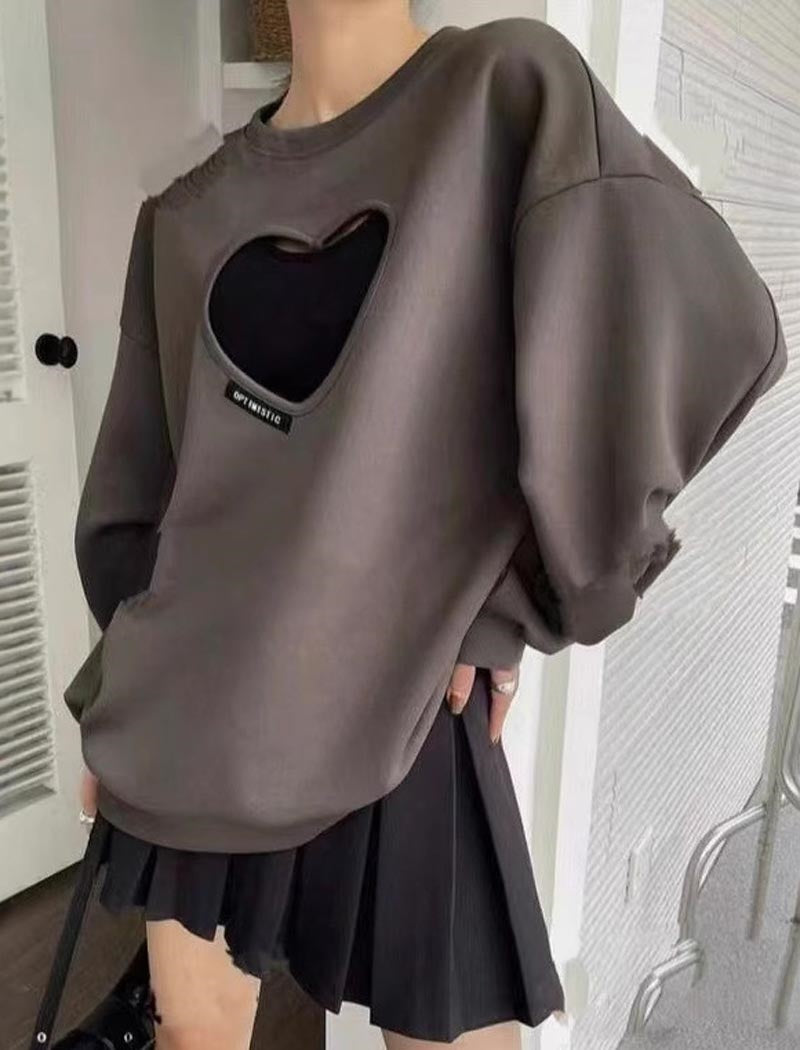 Heart Cutout Oversized Top