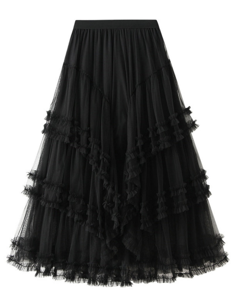 Layered Ruffle Maxi Skirt