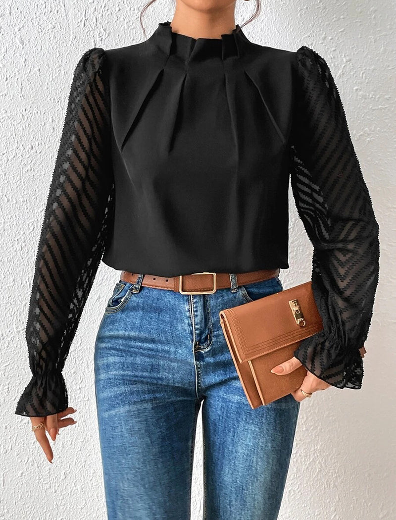 Sheer Sleeve Blouse