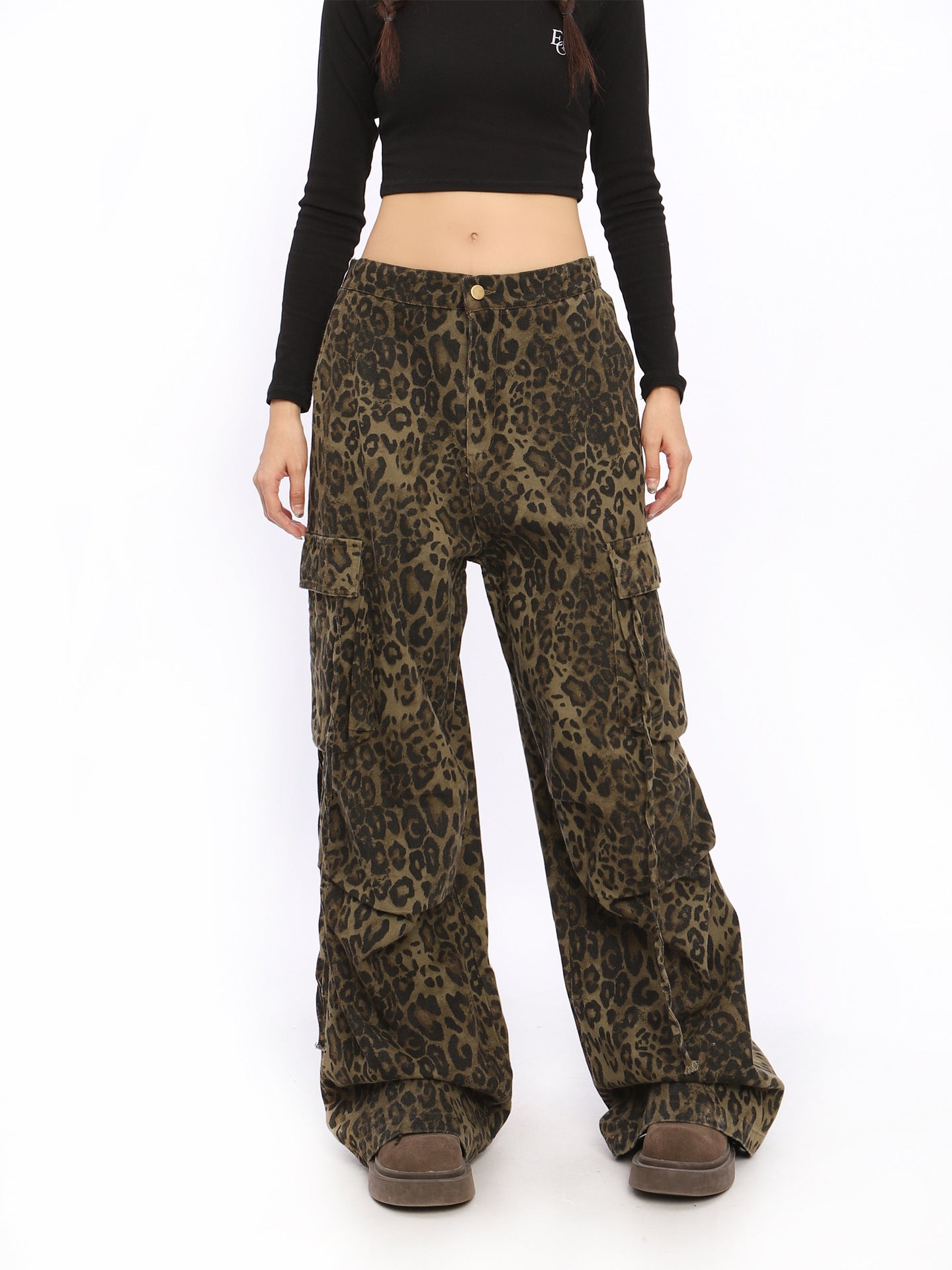 Leopard Print Cargo Pants