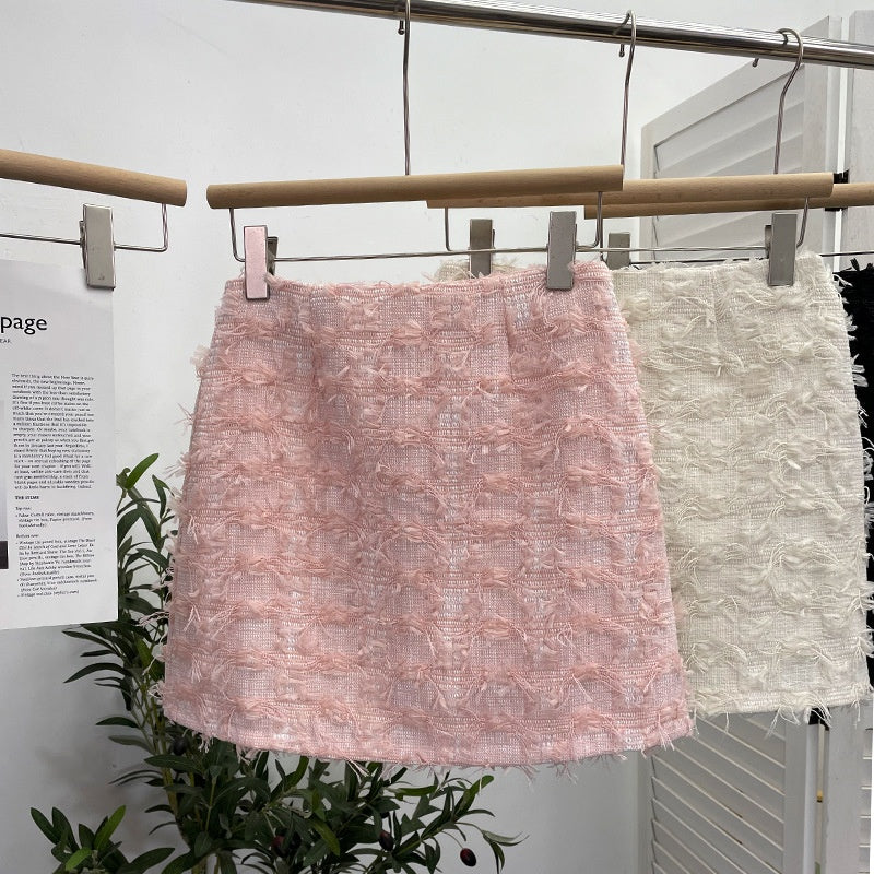 Frayed Tweed Mini Skirt