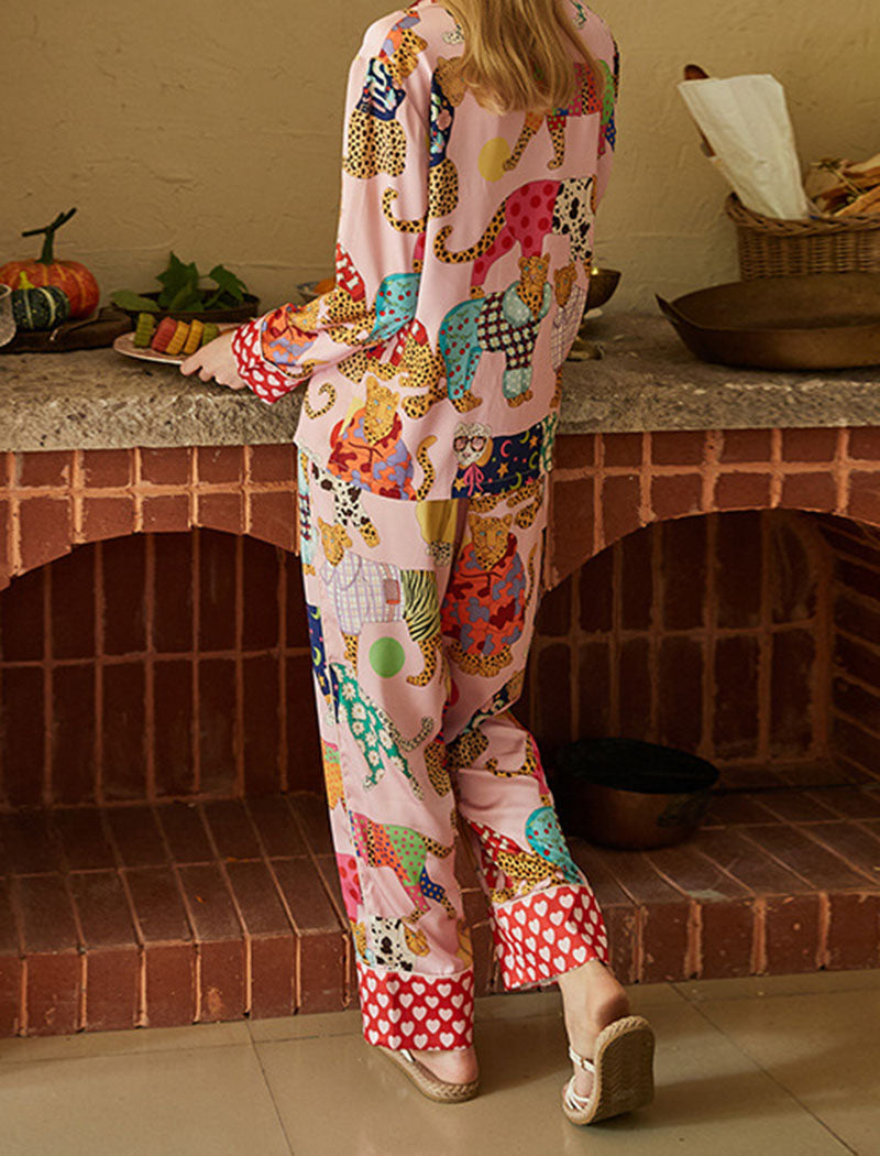 Playful Animal Print Pajama Set