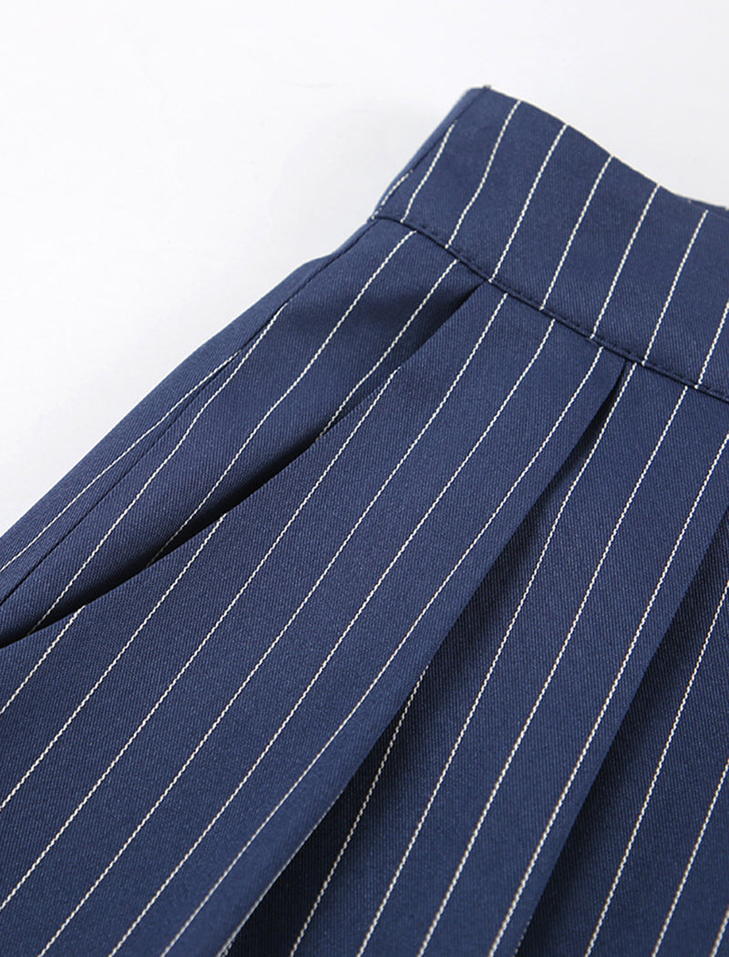 Pinstripe Wide-Leg Trousers