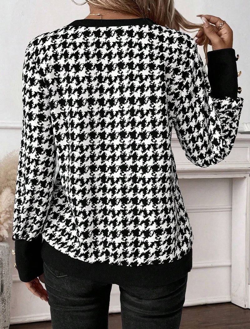 Printed V-Neck Long Sleeve Top