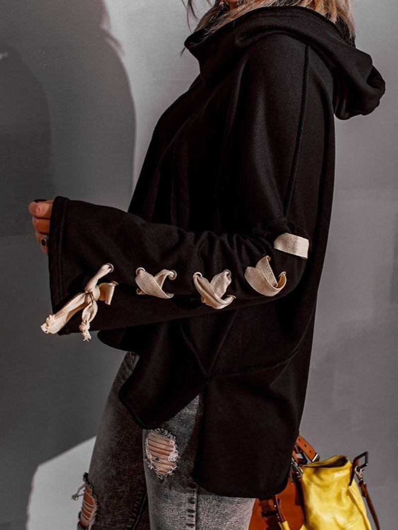 Oversized Hooded Long-Sleeve Pullover