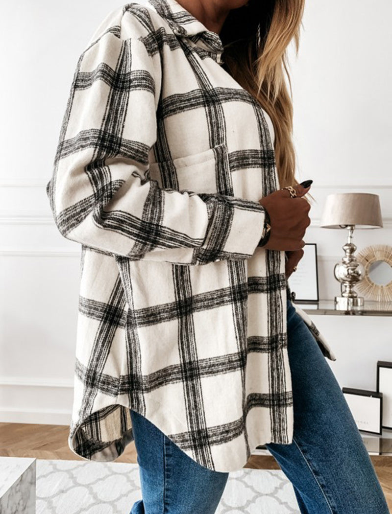 Plaid Oversized Mid-Length Shirt