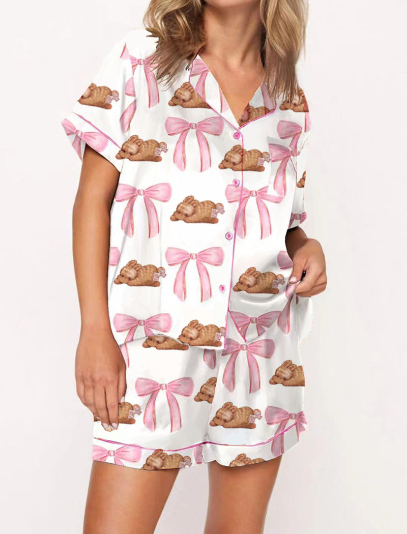 Ice Cream Bow Print Pajama Set