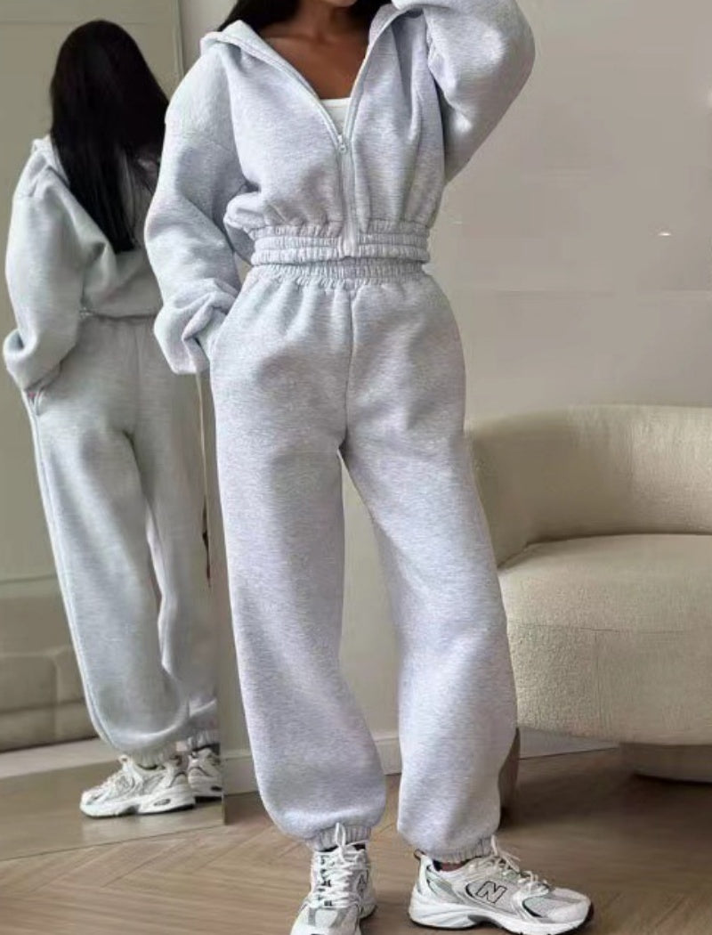 Casual Zip-Up Hoodie and Jogger Set