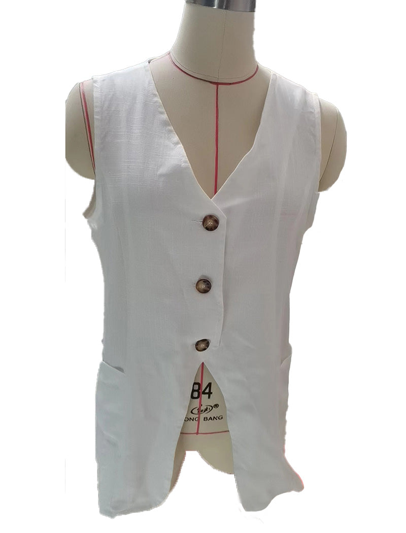 Sleek V-Neck Buttoned Vest
