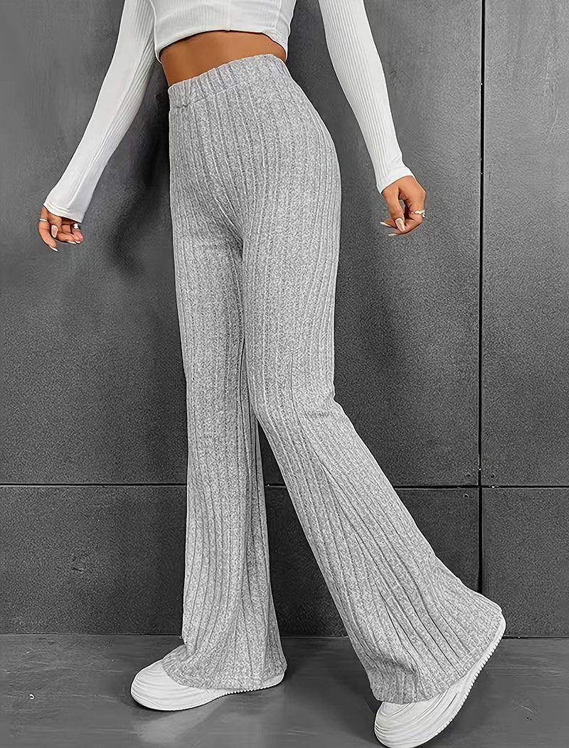 Ribbed High-Waisted Flare Pants