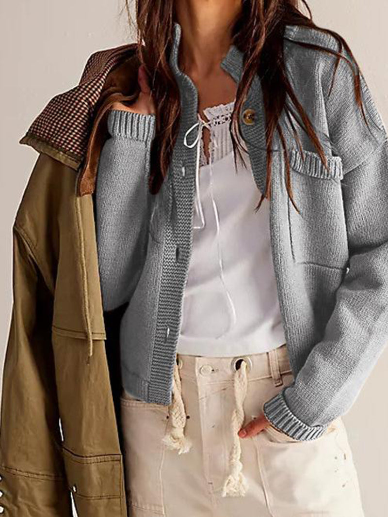 Button-Front Knit Cardigan