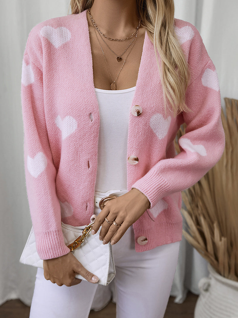 Heart Print Cardigan