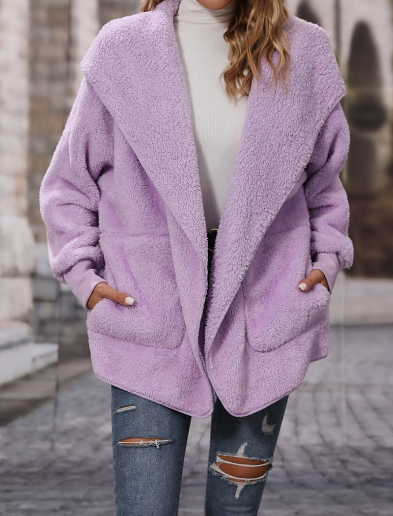 No-Button Double-Sided Fleece Cardigan