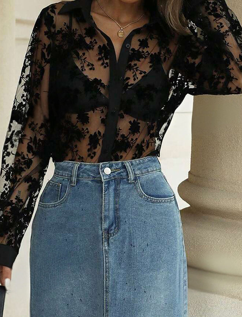 Sheer Floral Blouse