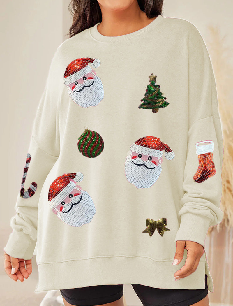 Santa and Christmas Tree Embellished Top