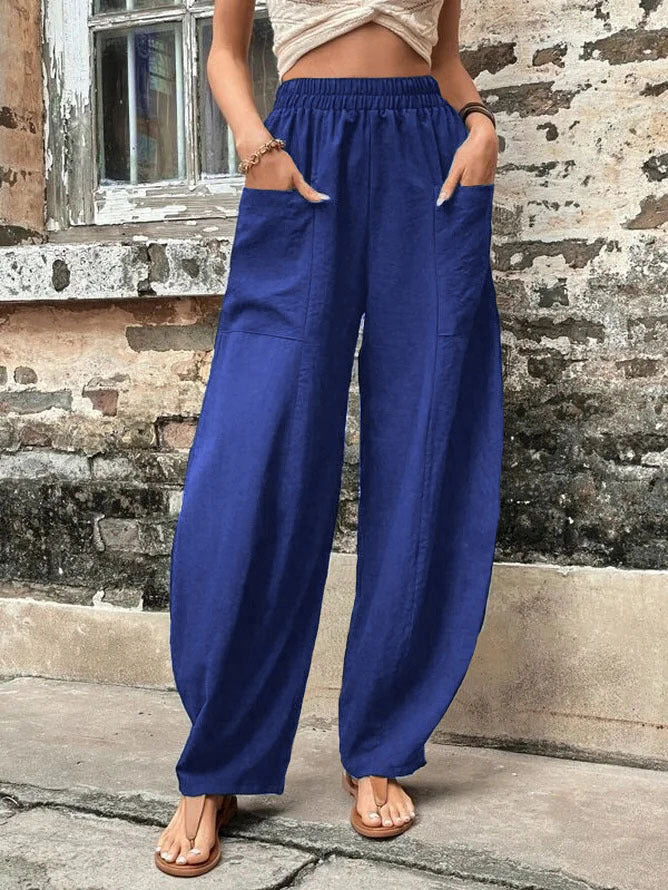 High-Waisted Wide-Leg Pockets Pants