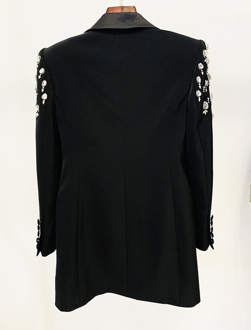 Embellished Shoulder Double-Breasted Blazer