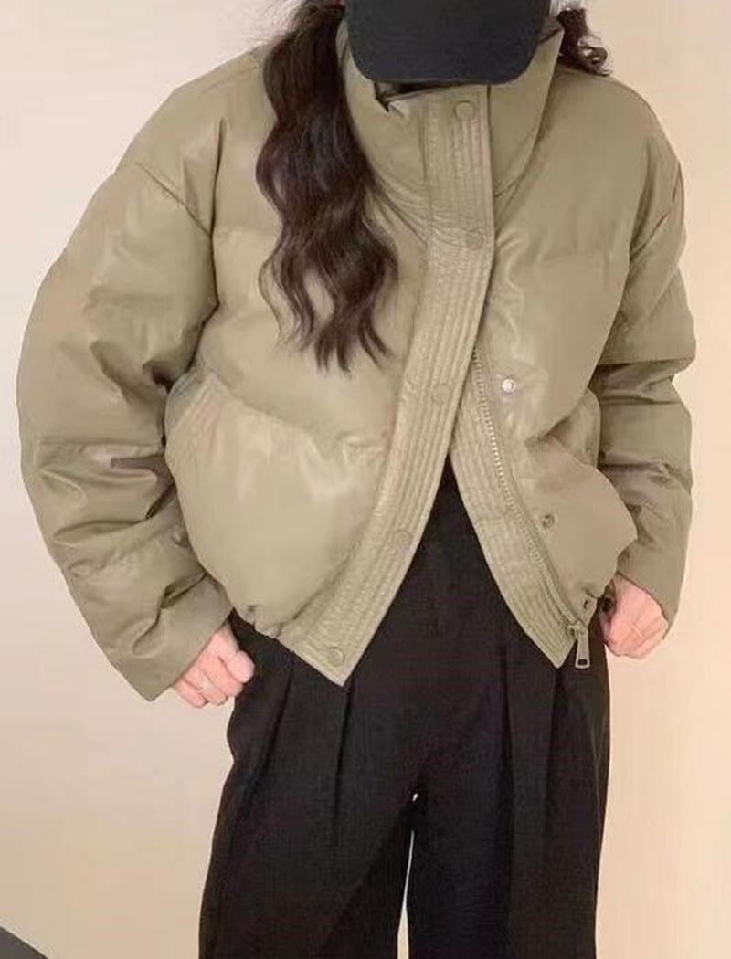 PU Leather Puffer Coat