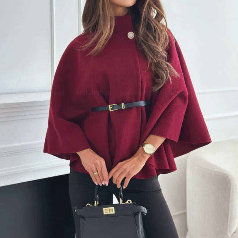 Waist-Tie Wool Cape Coat