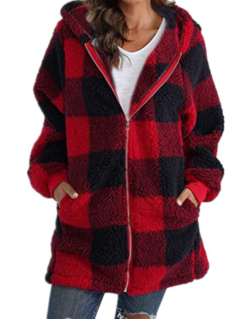 Oversized Plaid Sherpa Jacket