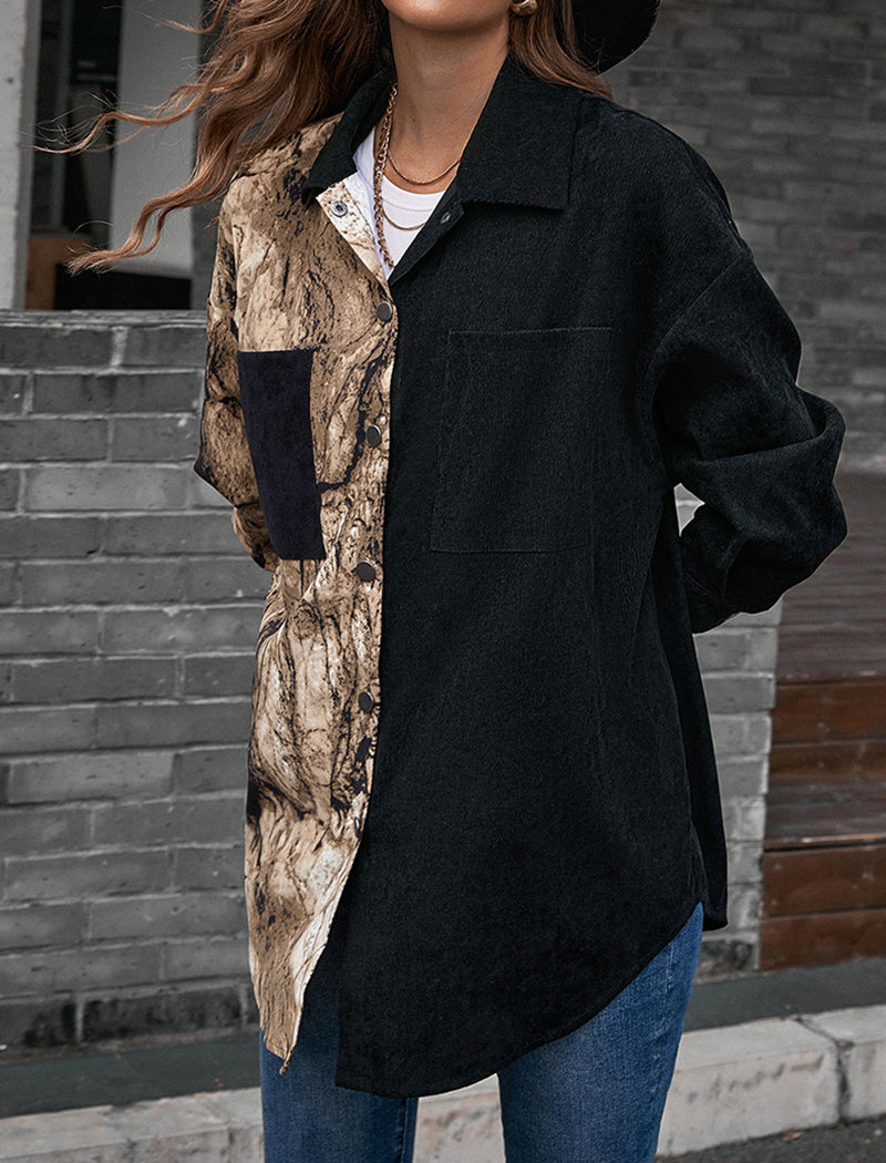 Two-Tone Button-Up Long Shirt