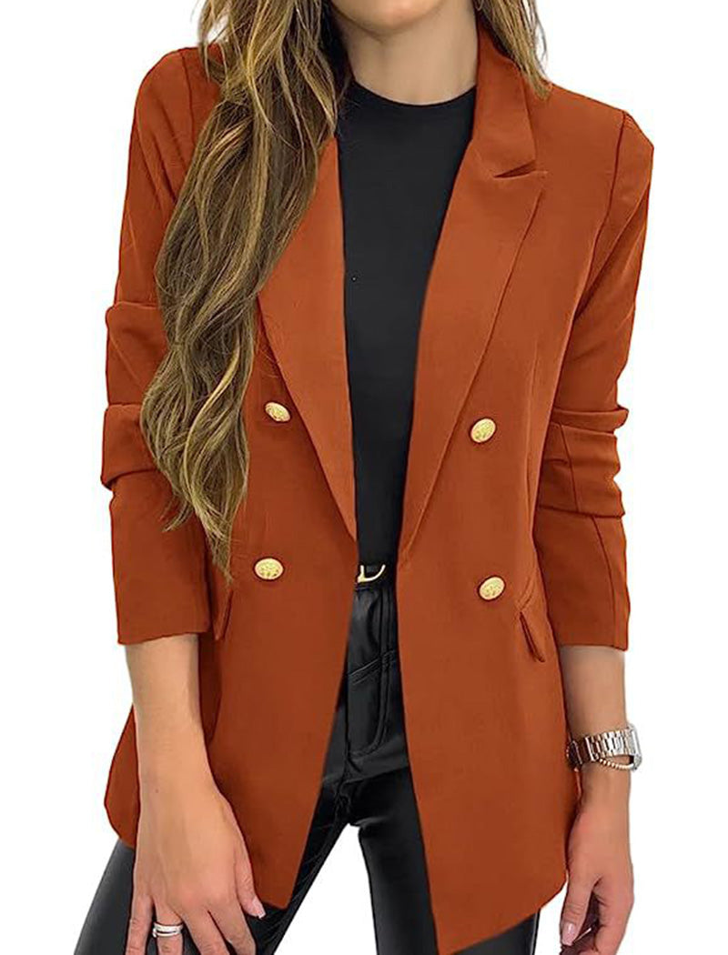 Buttoned Double-Breasted Blazer