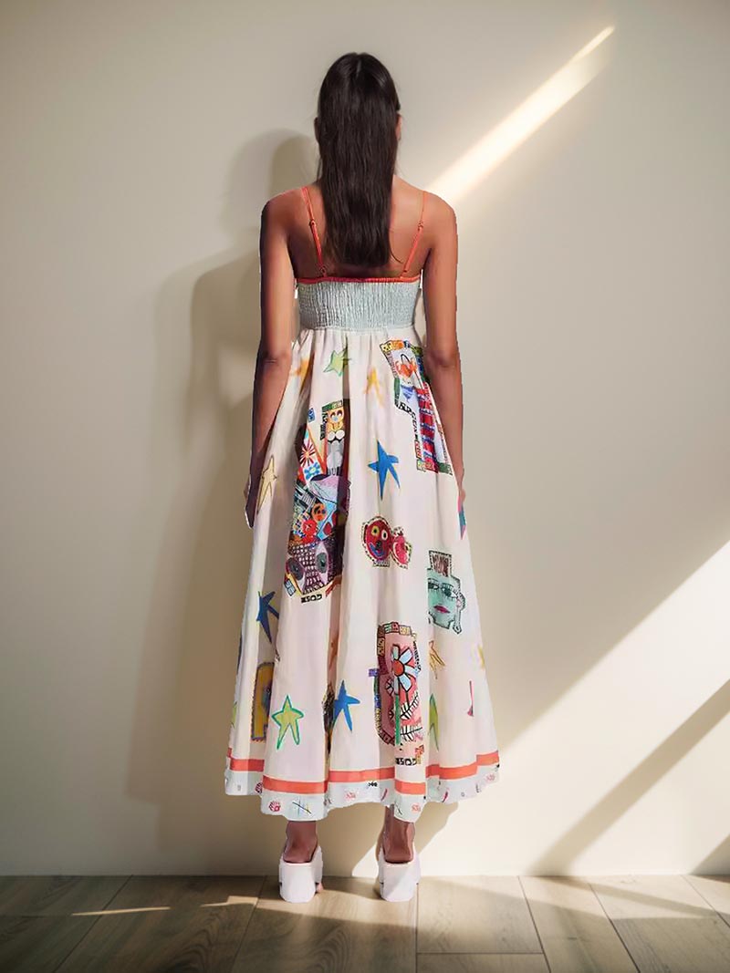 Graphic Colorblock Cami Maxi Dress