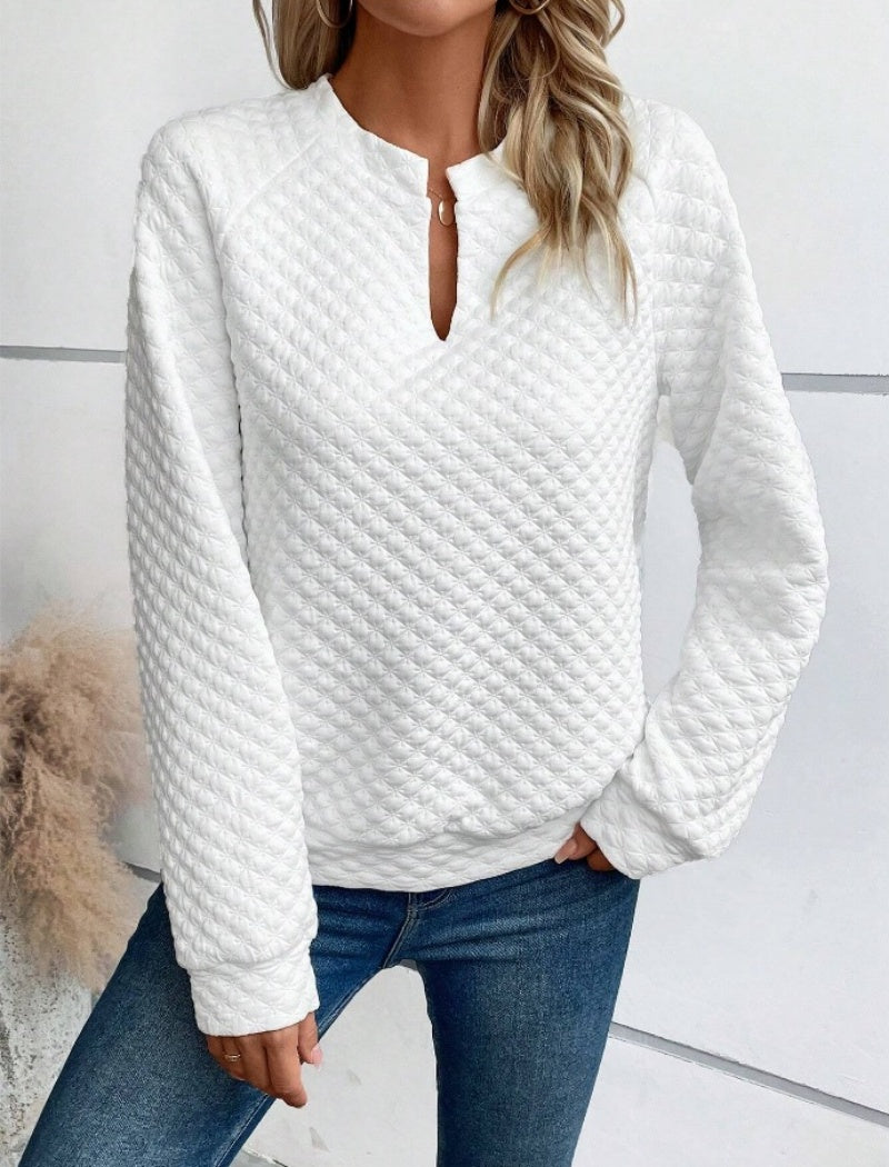 V-Neck Colorblock Long Sleeve Casual Top