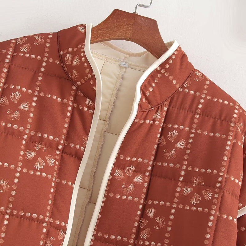 Quilted Floral Pattern Jacket