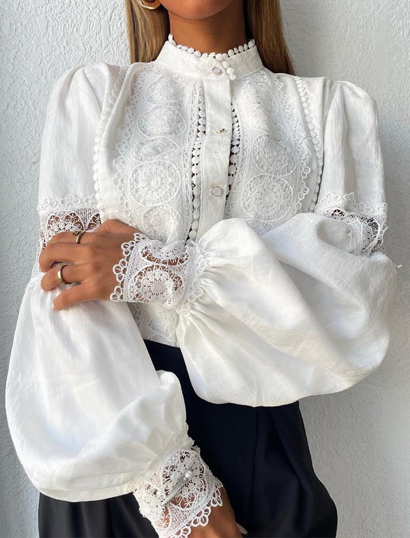 Lace Puff Sleeve Blouse
