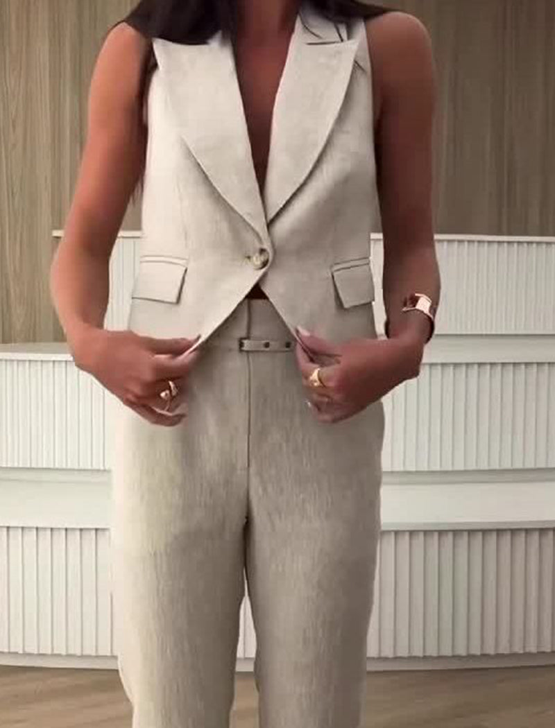 Tailored Sleeveless Blazer and Pants Set