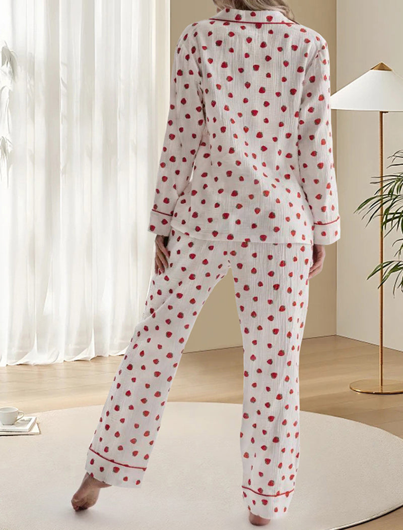 Heart Print Long Sleeve Three-Piece Set