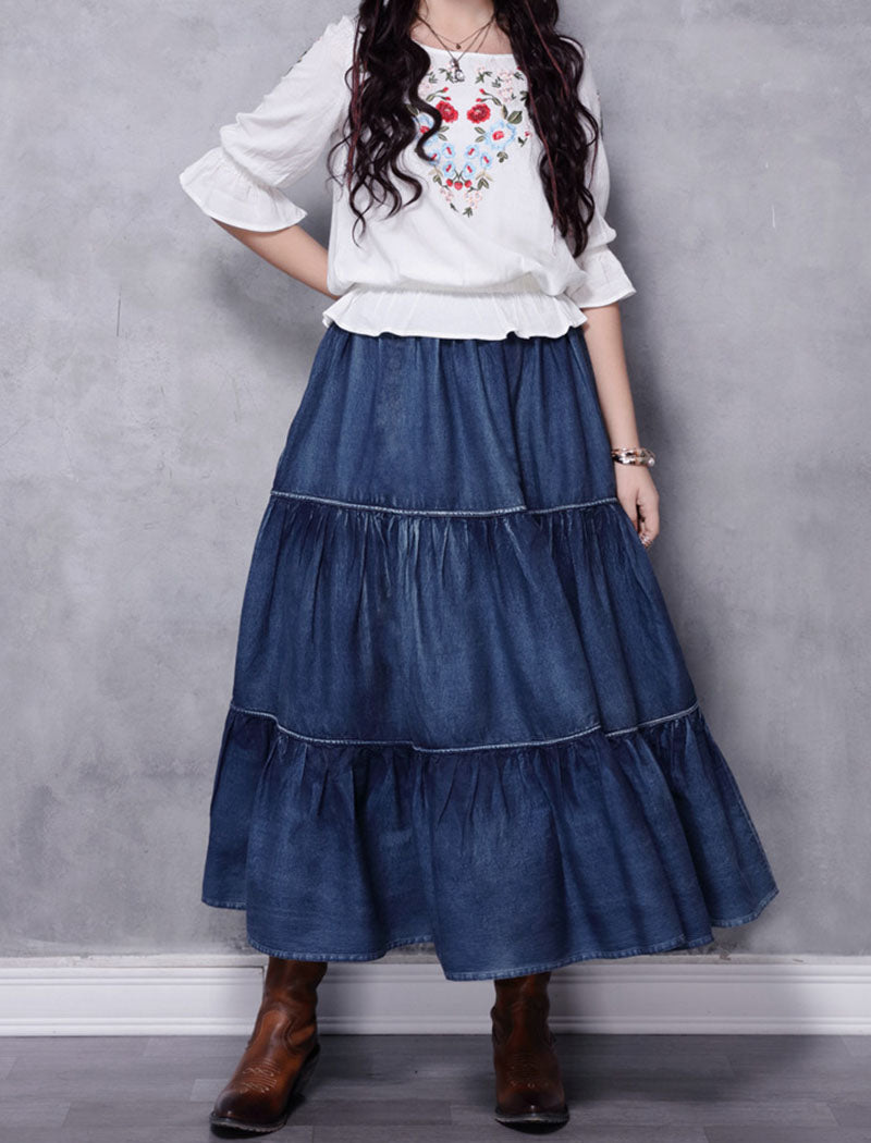 High-Waisted Tiered Maxi Skirt