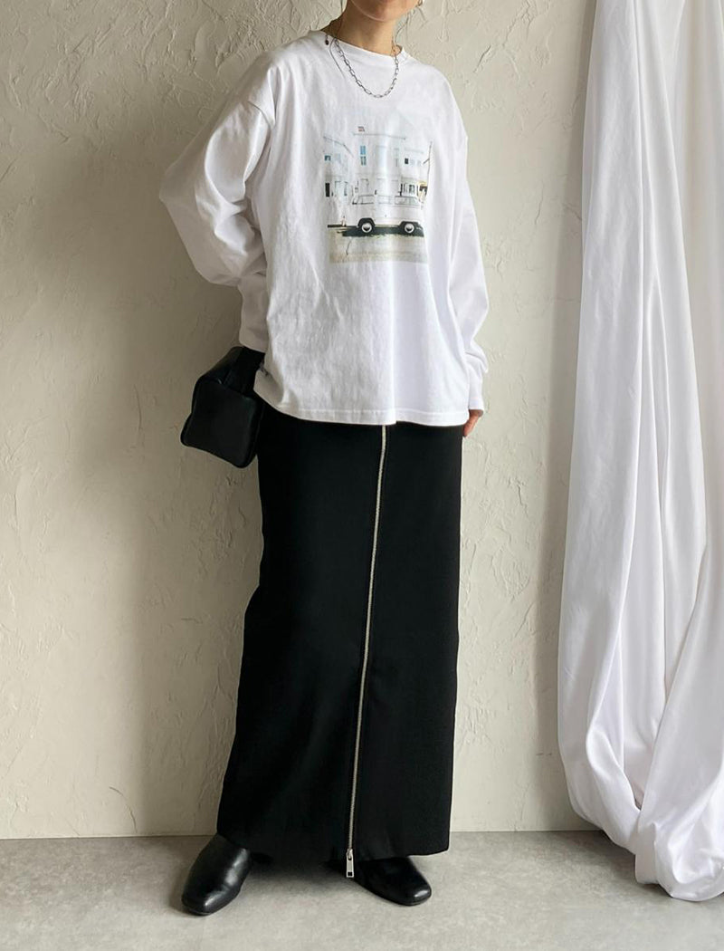 High-Waisted Maxi Skirt with Front Zipper