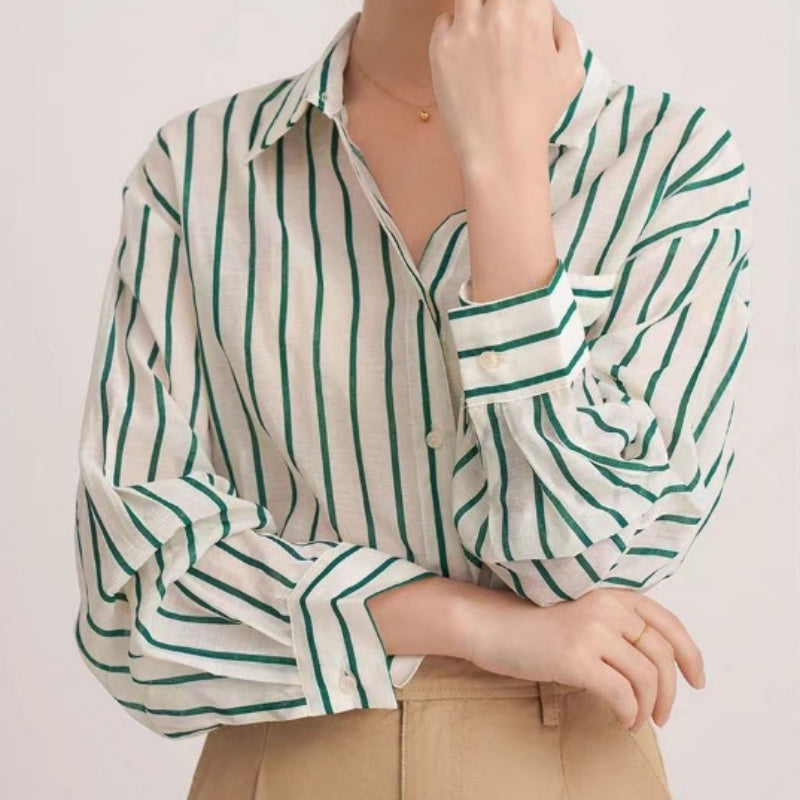 Striped Button-Up Blouse
