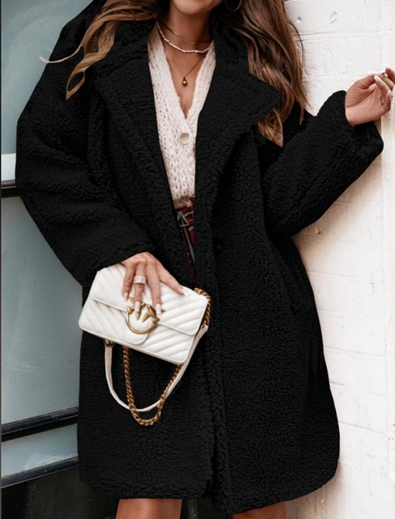 Oversized Textured Teddy Coat