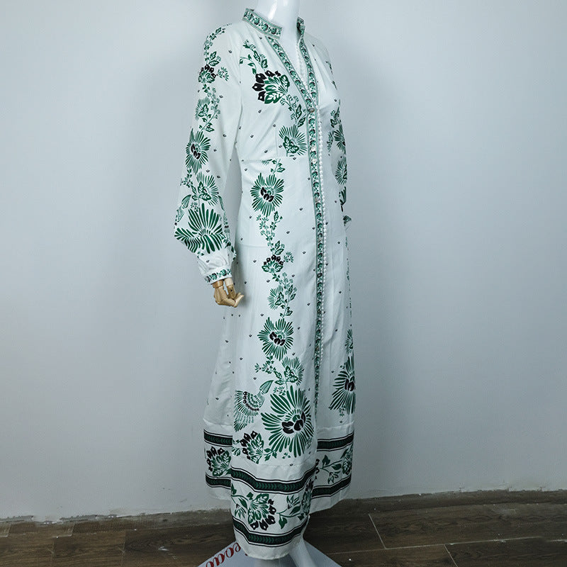 Floral Print Button-Front Maxi Dress