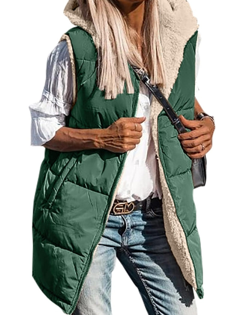 Solid Color Hooded Vest Jacket