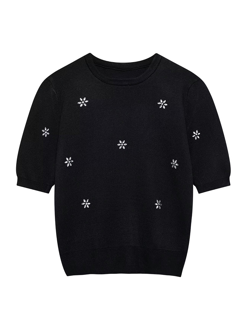 Jewel-Embellished Knit Top