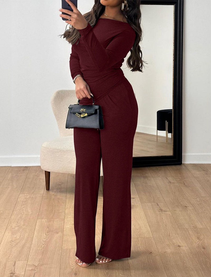 Off-Shoulder Draped Two-Piece Set