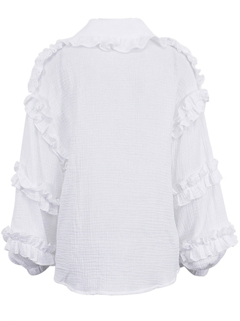 Ruffle Button-Up Blouse