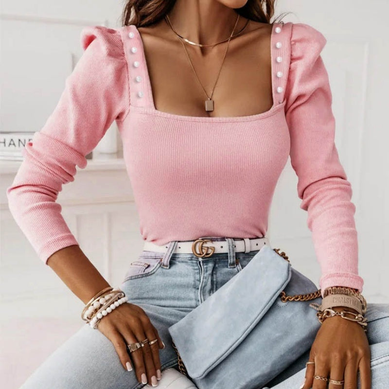 Square-Neck Puff Sleeve Top