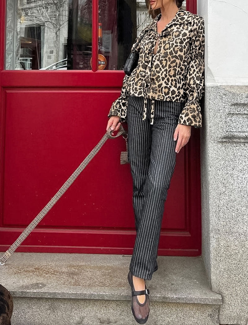 Puff Sleeve Leopard Print Top