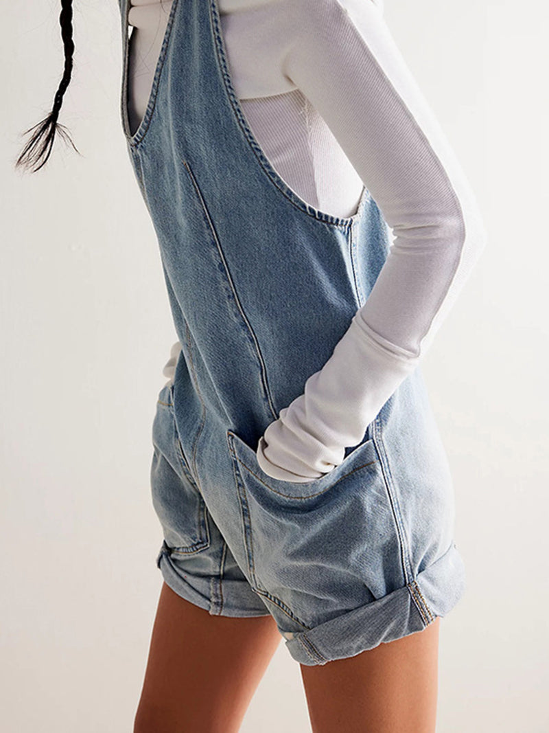 V-Neck Sleeveless Romper Shorts