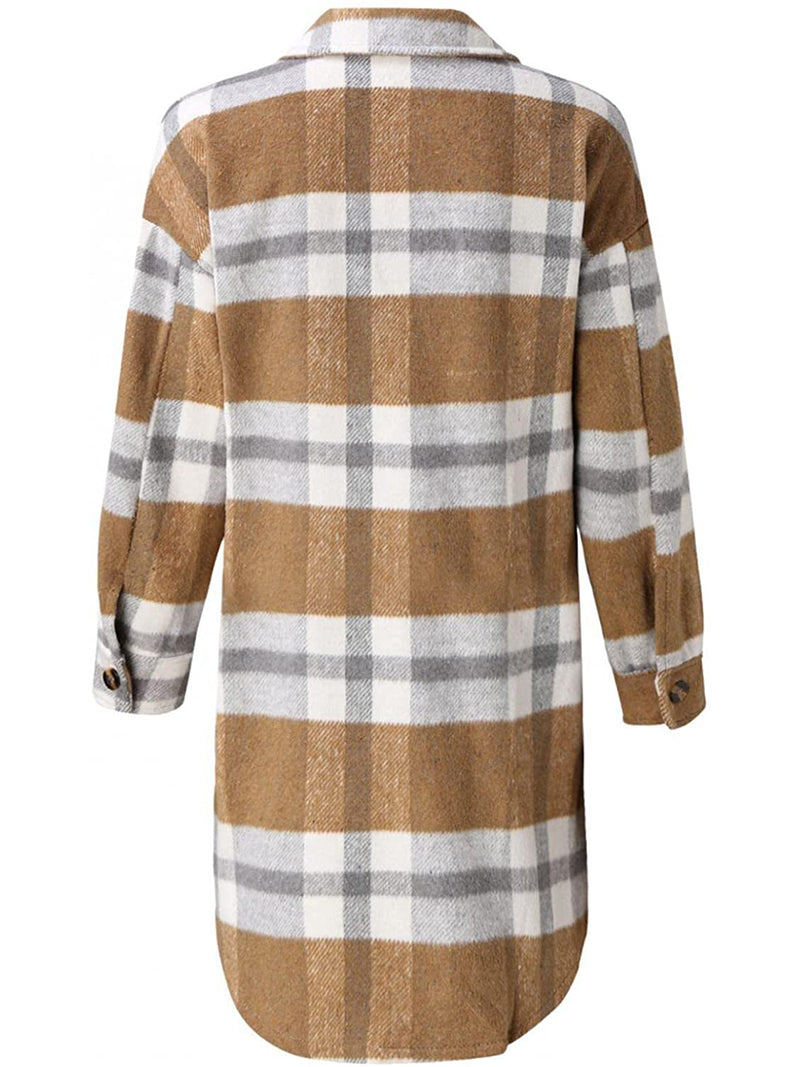 Plaid Longline Button-Up Shacket