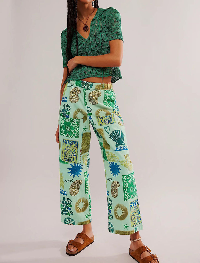 Floral Print Casual Pants