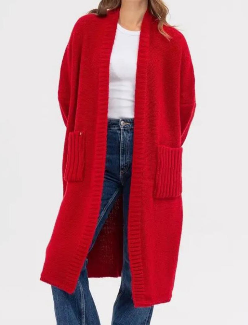 Open Front Longline Knit Cardigan